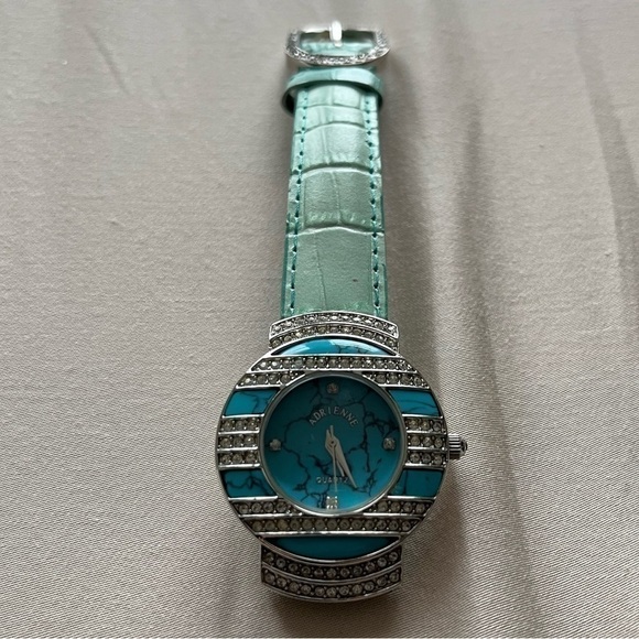 💜3/$15 adrienne CRYSTAL TURQUOISE QUARTZ WRIST WATCH - Picture 2 of 8